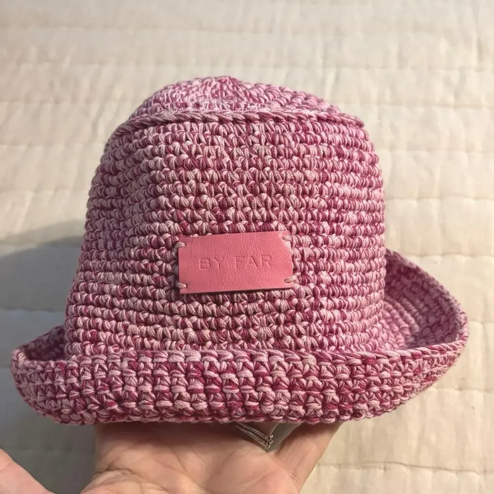 By Far Robbie Bucket Hat Pink Lipstick Cotton Melange One Size